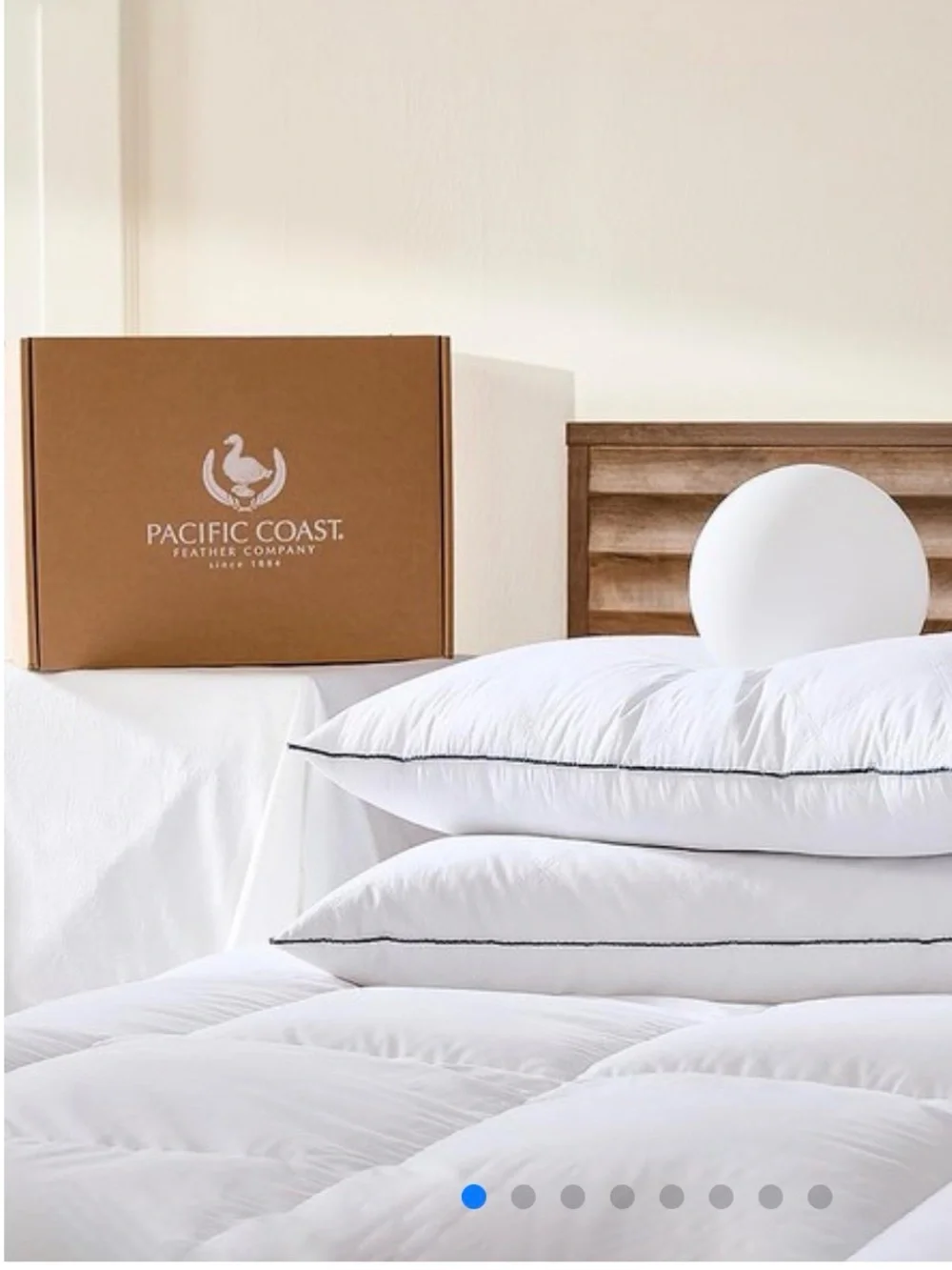 Pacific Coast White Goose Feather & Down Pillows - Set of 2 (White) Sealed
